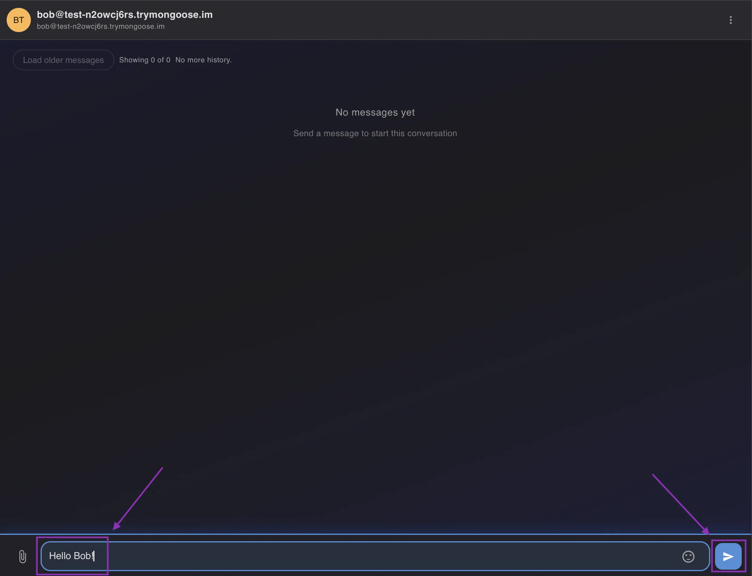 MIM Web Client sending message