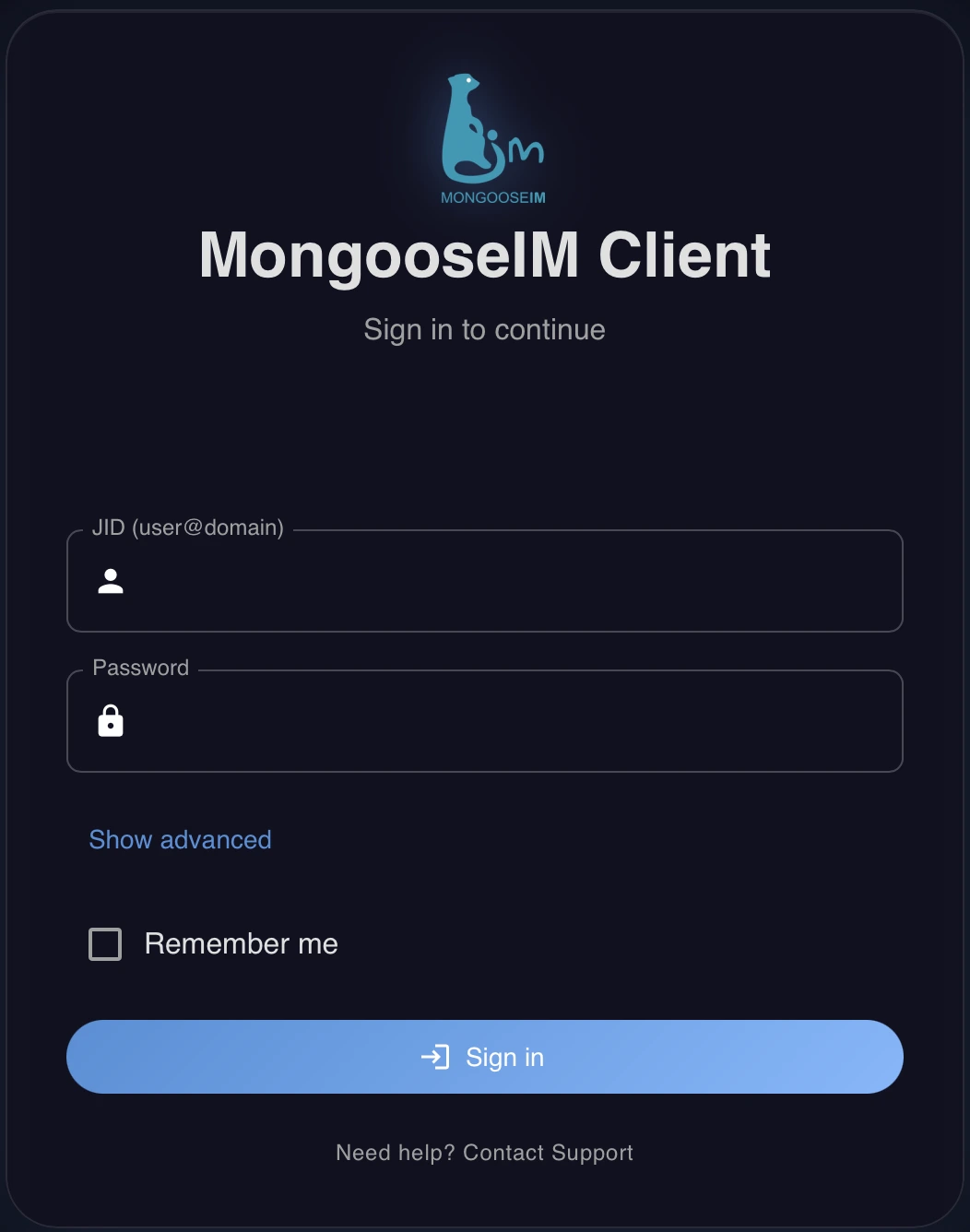 MIM Web Client main screen